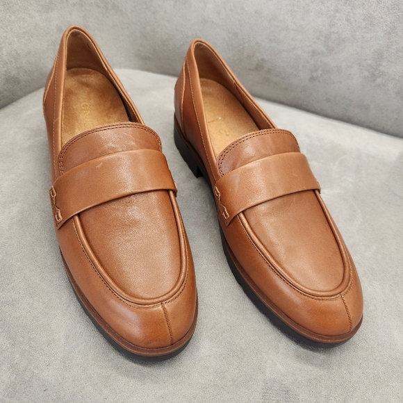 Vionic Dress Loafers 10 Brown Leather Cleo Classic Comfort Arch Support New $160 - Picture 5 of 13